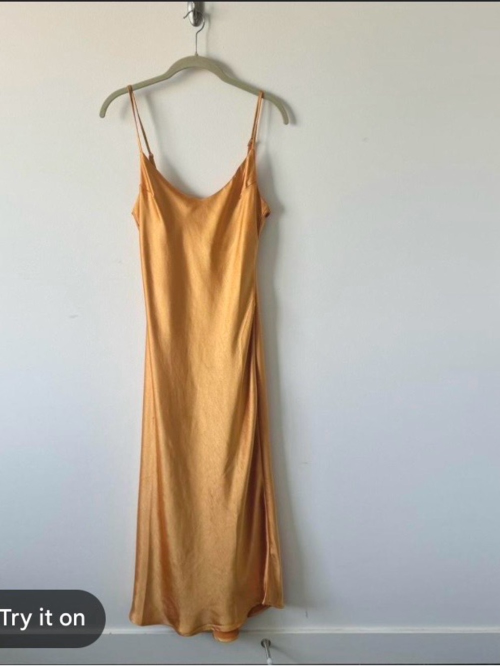 OAK + FORT Satin Slip Maxi Dress in Mustard